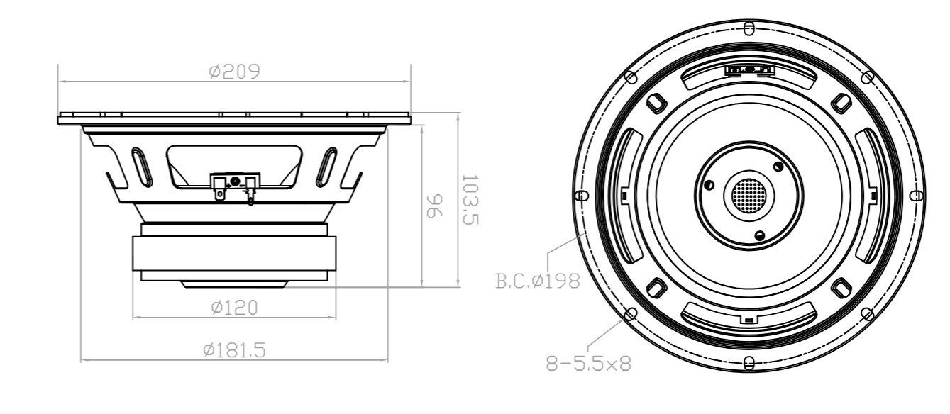 08W50-8TPX Mechanical Drawing