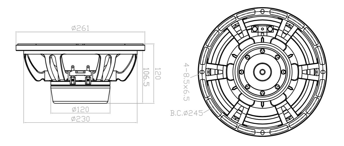 10W75-8NS Mechanical Drawing