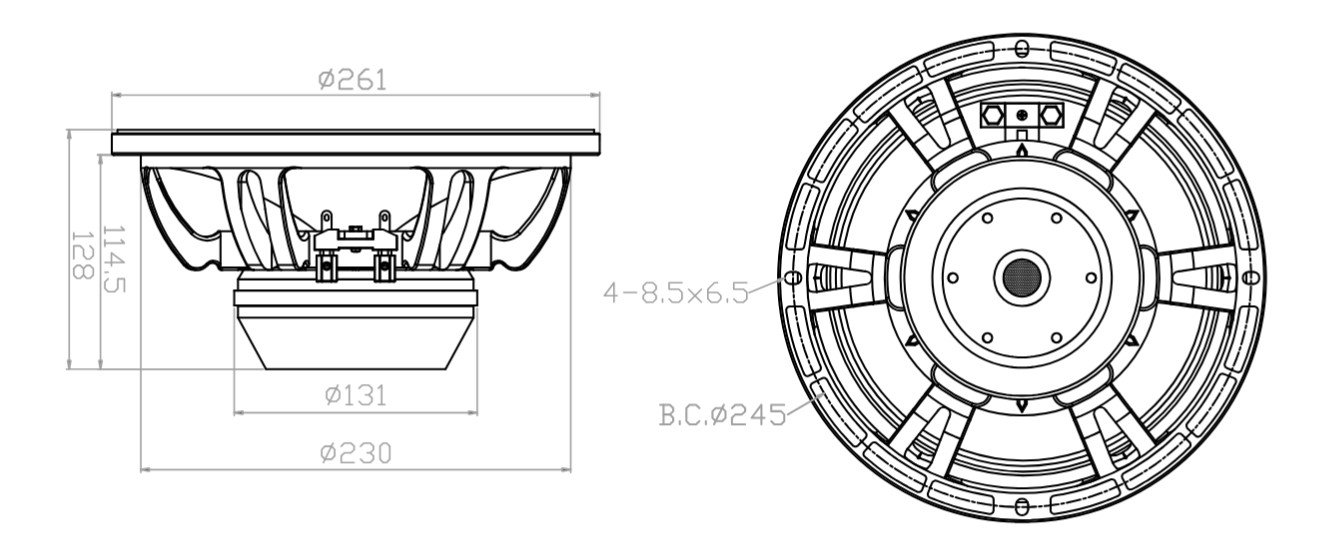 10W75-8NX Mechanical Drawing
