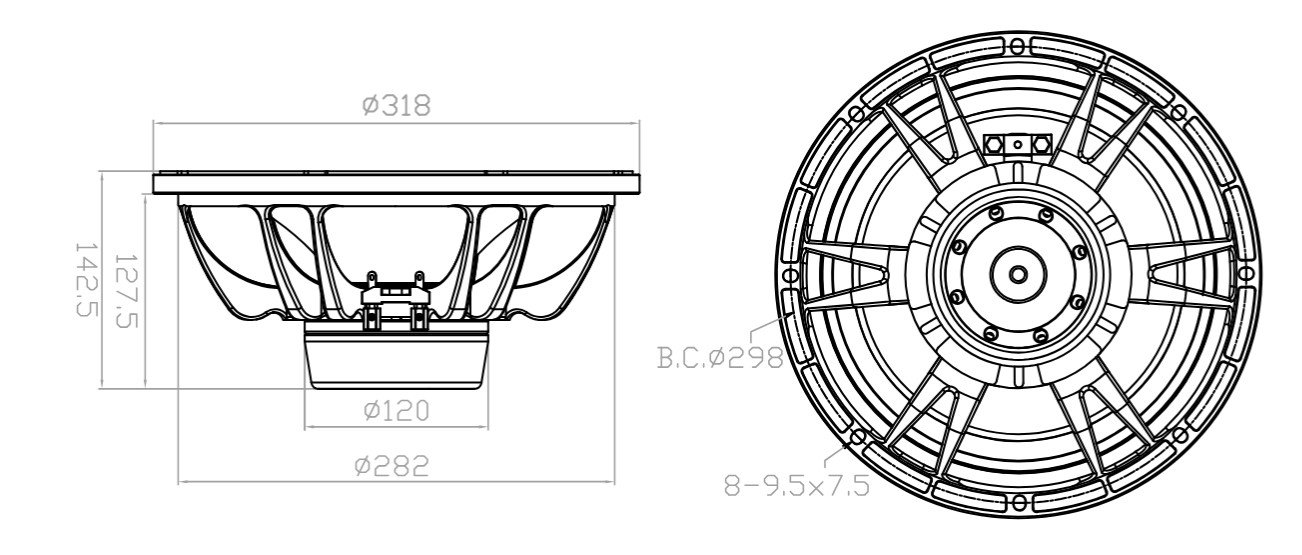 12W75-8NS Mechanical Drawing