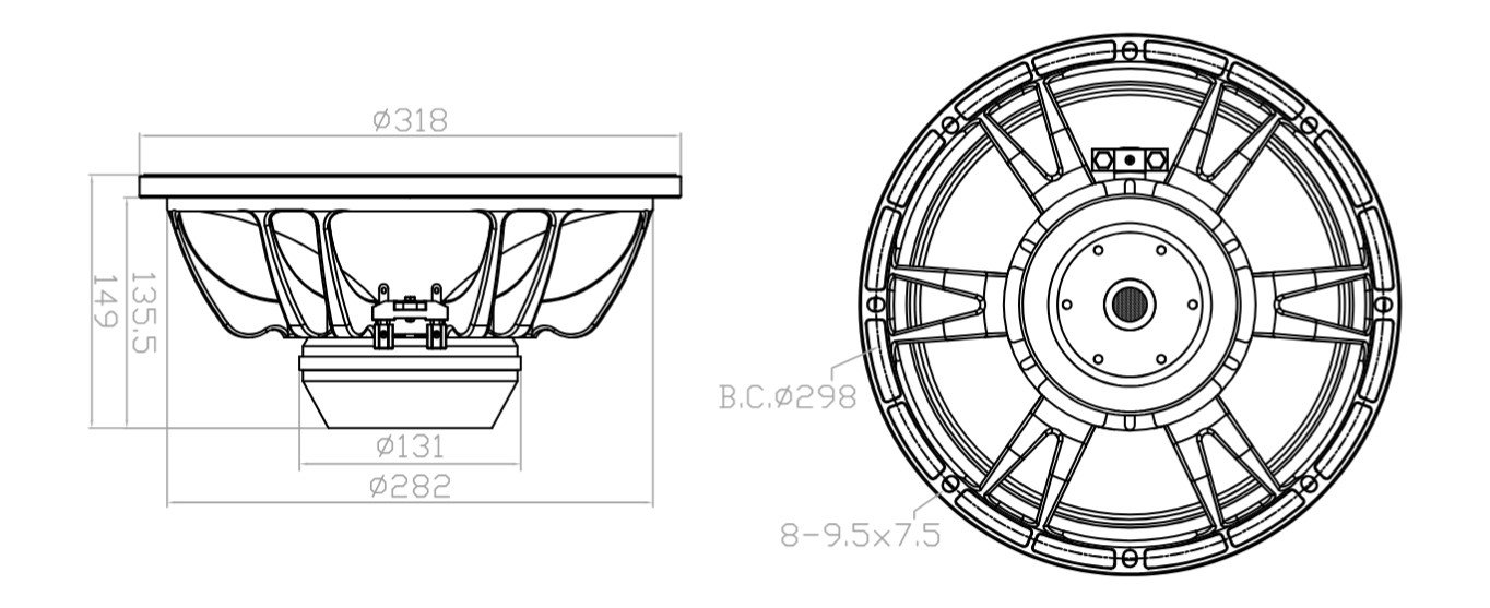 12W75-8NX Mechanical Drawing