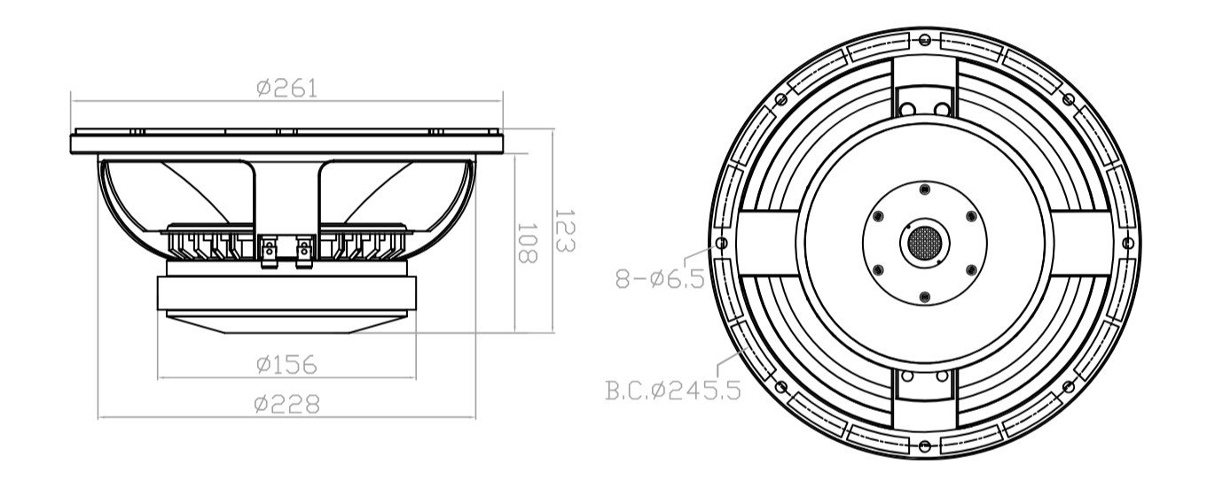 10W65-8XH Mechanical Drawing