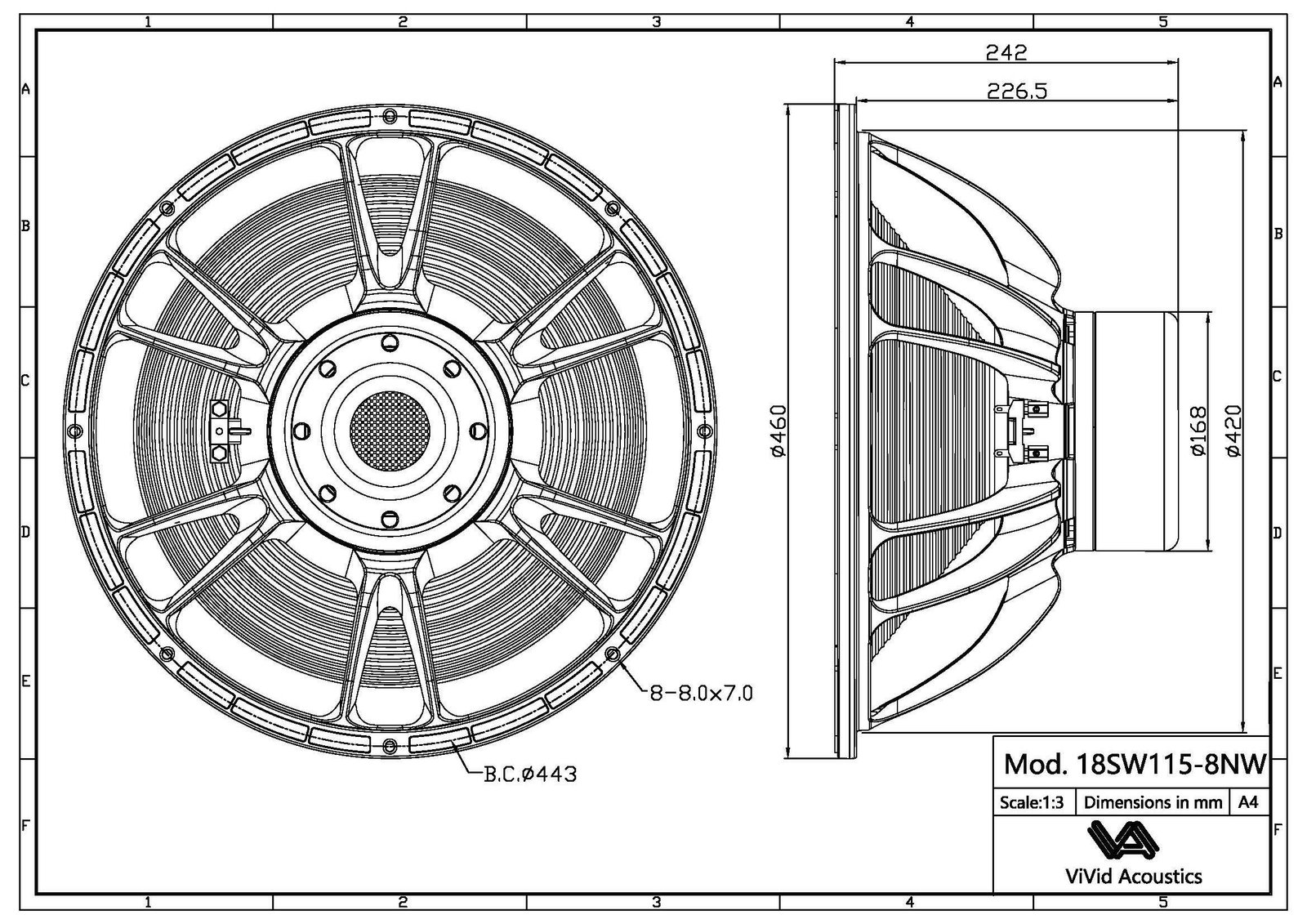 18SW115-8NW Mechanical Drawing